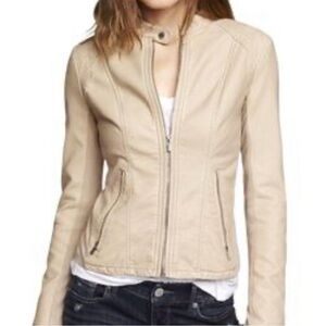 Express Women's Beige Leather Jacket